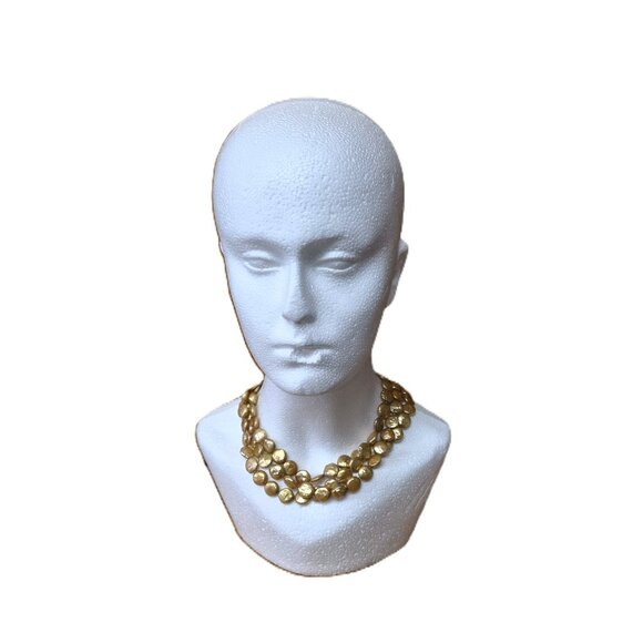 VTG 3‑Strand Coin Pearl Necklace 12mm Baroque Freshwater Gold Pearls 17.5" Retro - Picture 3 of 7